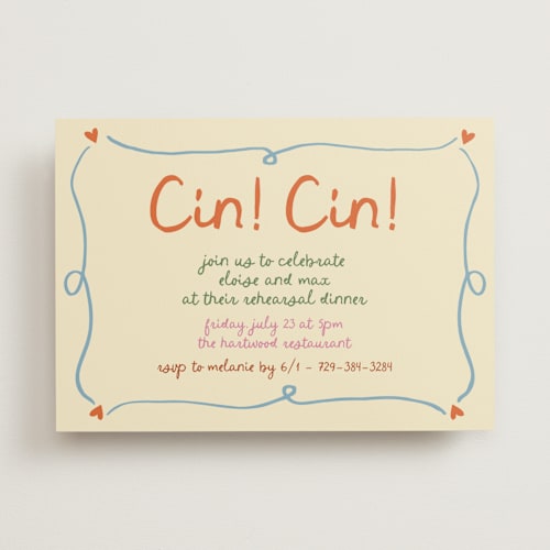 This is a verona rehearsal dinner invitations with standard by Stephanie Heinrich Godbout called cin cin printing on signature in standard
