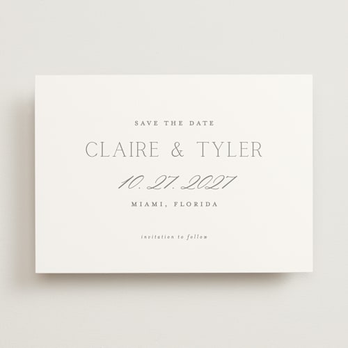 This is a smoke save the date with standard by Vanessa Doyle called mark the calendar printing on signature in standard