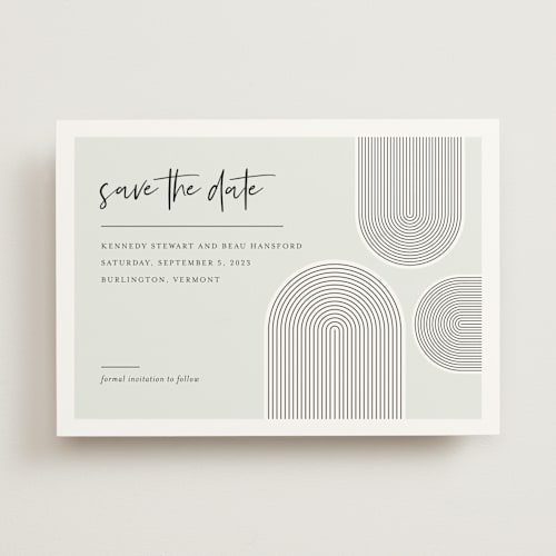 This is a sky save the date with standard by Shari Margolin called deco do printing on signature in standard