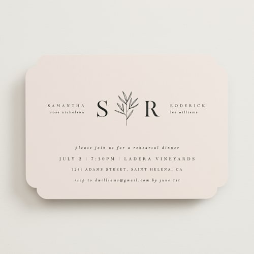This is a taupe rehearsal dinner invitations with standard by Kelly Schmidt called italia printing on signature in standard