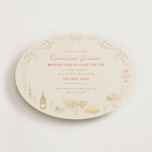 This is a olive rehearsal dinner invitations with standard by Elly called dining printing on signature in standard