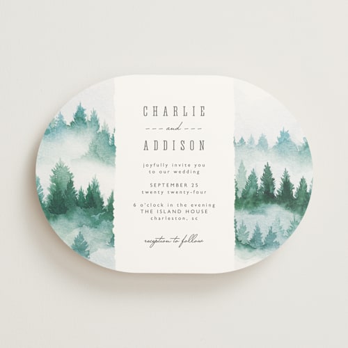 This is a forest wedding invitations with standard by Yuliya Evseeva called forest air printing on signature in standard