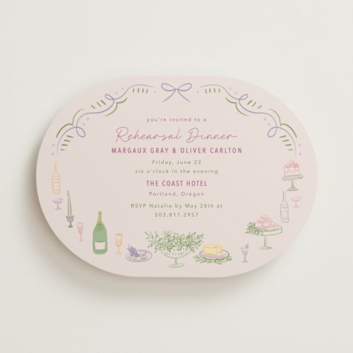 This is a grape rehearsal dinner invitations with standard by Elly called dining printing on signature in standard