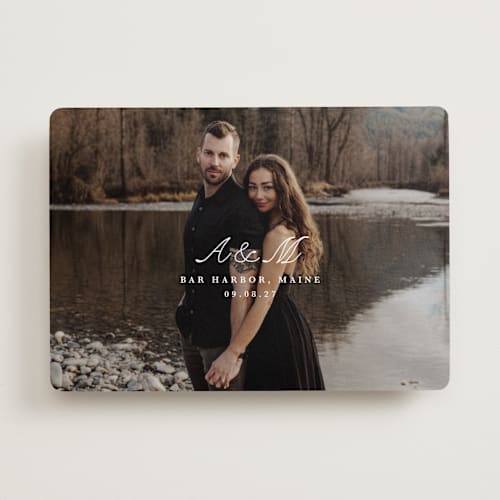 This is a pearl save the date with standard by Up Up Creative called lettra printing on recycled smooth signature in standard
