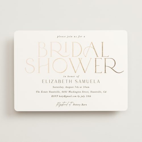 This is a snow bridal shower invitations with foil pressed by Yaling Hou Suzuki called modern take printing on signature in standard