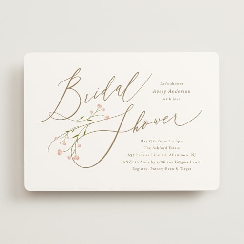 This is a petal bridal shower invitations with standard by Jennifer Postorino called love is blooming printing on signature in standard