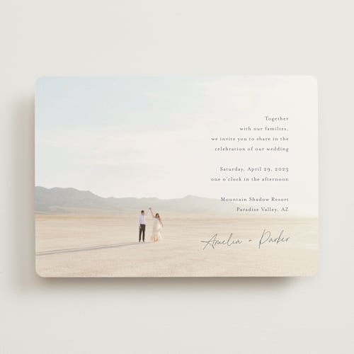 This is a azure wedding invitations with standard by Jennifer Postorino called handwritten printing on signature in standard