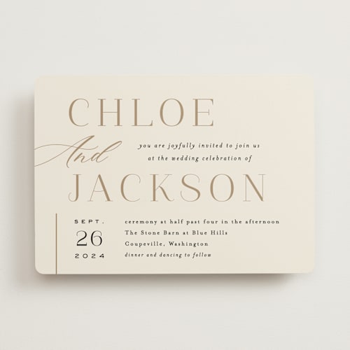 This is a vanilla wedding invitations with standard by Alethea and Ruth called left stack printing on signature in standard