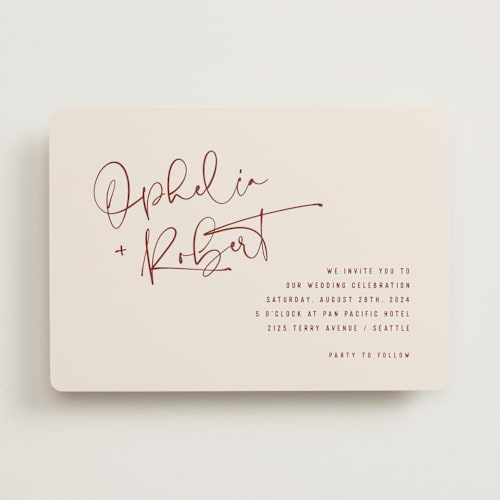 This is a rose wedding invitations with standard by Hooray Creative called millennial printing on signature in standard