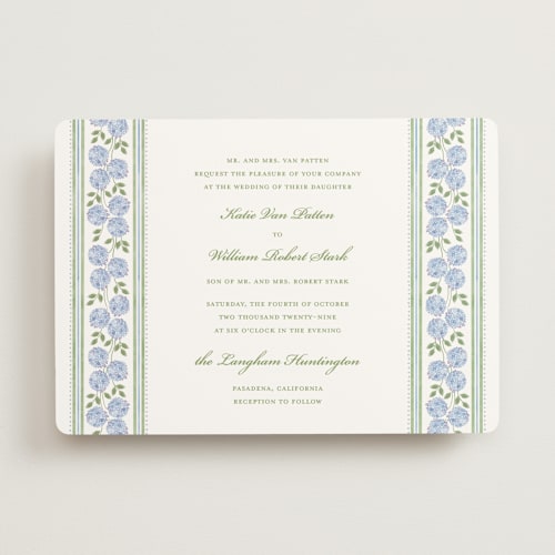 This is a dove wedding invitations with standard by Madhvi Samimi called hydrangea vines printing on signature in standard