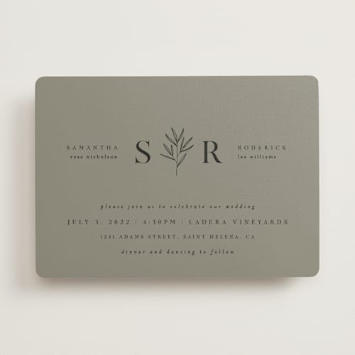 This is a moss wedding invitations with standard by Kelly Schmidt called italia printing on signature in standard