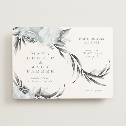 This is a waterfall wedding invitations with standard by Petra Kern called maya rustica printing on signature in standard