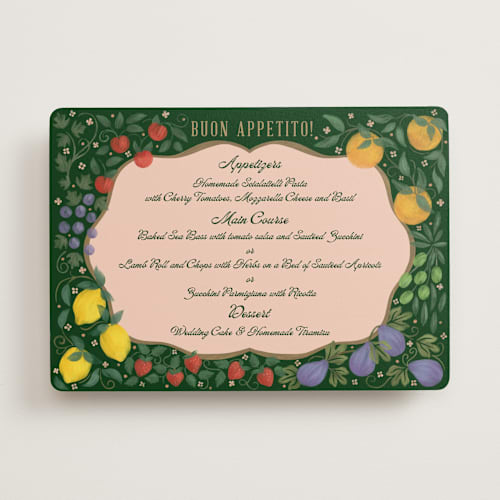 This is a verde menu cards with standard by Paper Sun Studio called bountiful printing on signature in standard