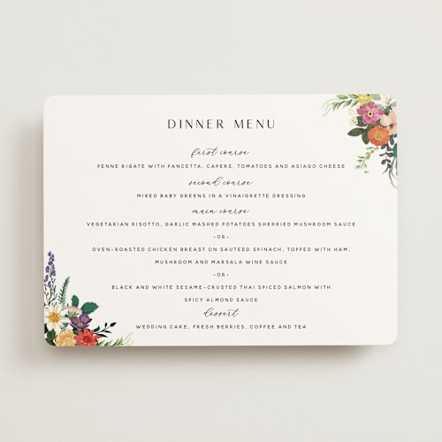This is a daisy menu cards with standard by Susan Moyal called secret garden printing on signature in standard