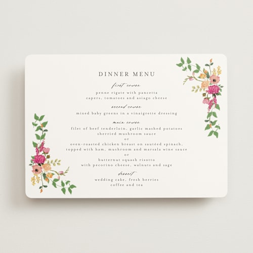 This is a tropical menu cards with standard by Susan Moyal called meadow love printing on signature in standard