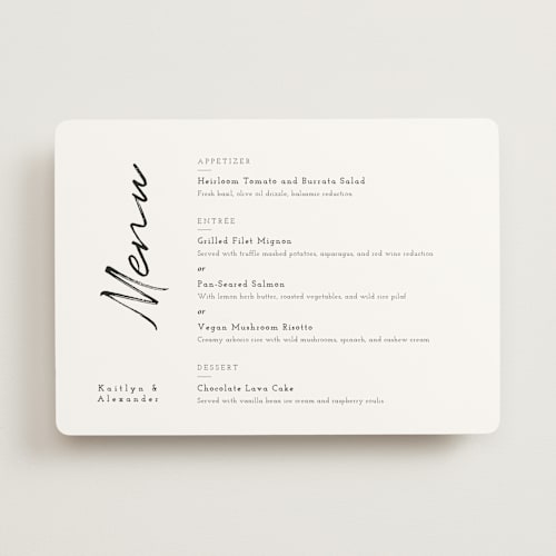 This is a cloud menu cards with standard by Adelyn T. called photograph scribble printing on signature in 5x7