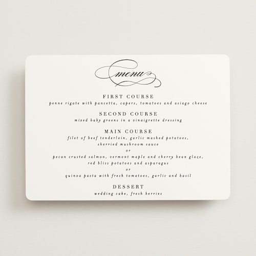 This is a pearl menu cards with standard by AK Graphics called charming printing on signature in standard
