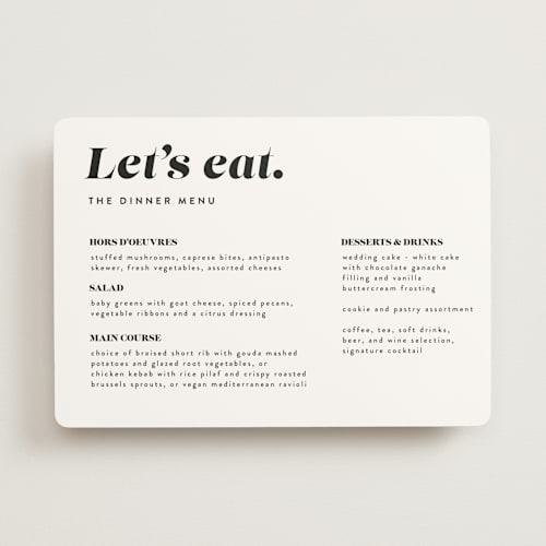 This is a panda menu cards with standard by Lea Delaveris called make it official printing on signature in standard