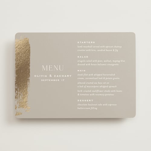 This is a clay menu cards with foil pressed by Carolyn Nicks called true love printing on signature in standard