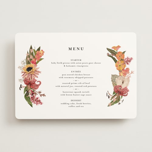 This is a summer menu cards with foil pressed by Susan Moyal called harmony printing on signature in standard