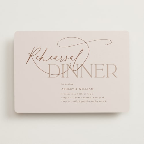 This is a clay rehearsal dinner invitations with standard by Nicole Barreto called typographical printing on signature in standard