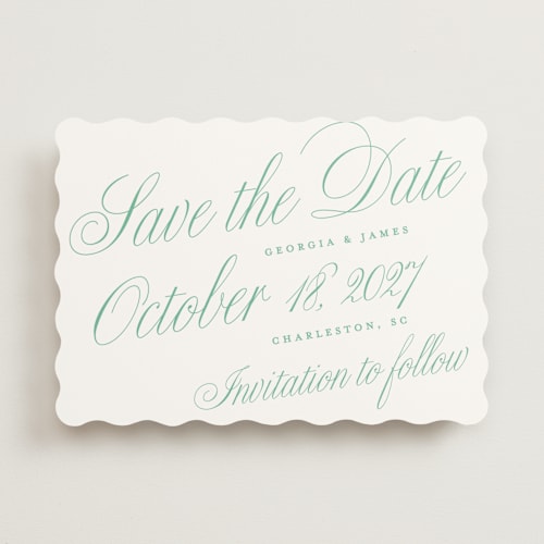 This is a mint julep save the date with standard by Alston Foster called sullivans printing on signature in standard