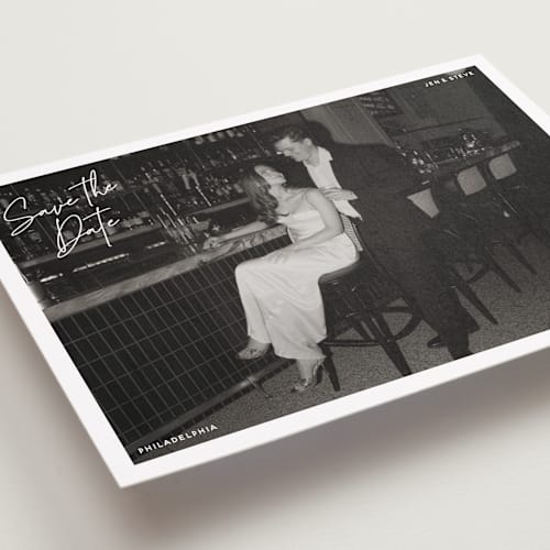 This is a cloud save the date with standard by Inkblot Design called corners printing on recycled smooth signature in grand