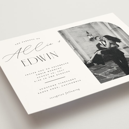 This is a pearl wedding invitations with standard by Christie Garcia called everly printing on signature in grand