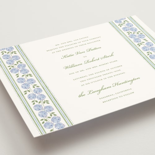 This is a dove wedding invitations with standard by Madhvi Samimi called hydrangea vines printing on signature in grand