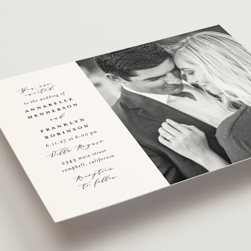This is a cotton wedding invitations with standard by Simona Camp called classically us printing on signature in grand