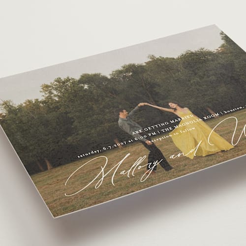 This is a ecru wedding invitations with standard by Anna Elder called cielo printing on signature in grand