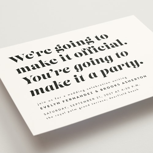This is a panda wedding invitations with standard by Lea Delaveris called make it official printing on signature in grand