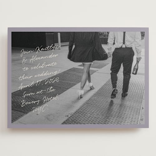 This is a lavender wedding invitations with standard by Adelyn T. called photograph scribble printing on recycled smooth signature in grand