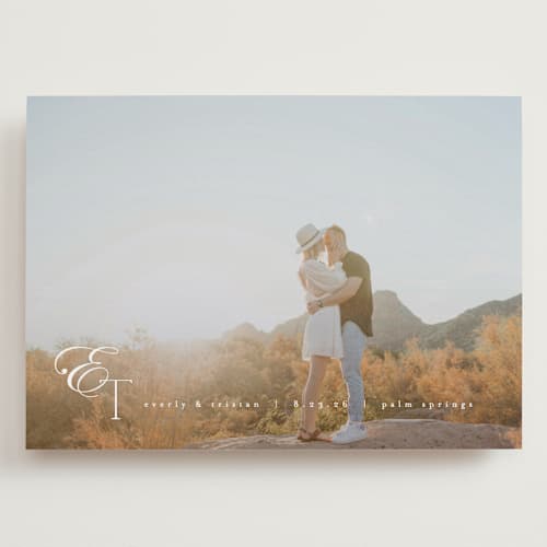This is a quartz save the date with standard by Kristie Kern called whispered printing on recycled smooth signature in grand