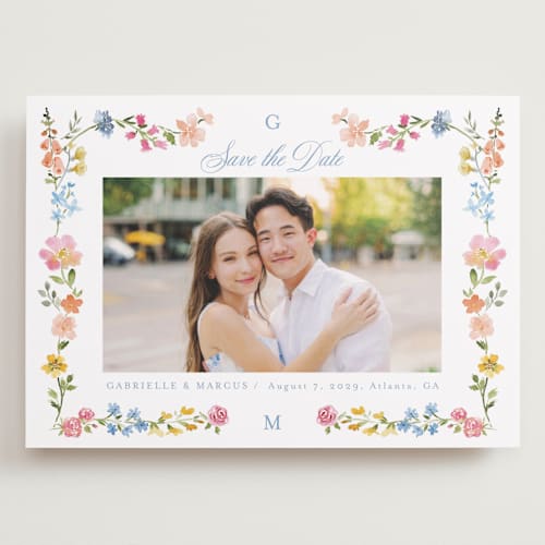 This is a meadow save the date with standard by Petra Kern called everlasting romance printing on recycled smooth signature in grand