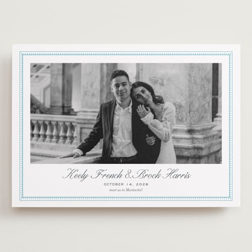 This is a ocean save the date with standard by Megan Davis called proper printing on recycled smooth signature in grand