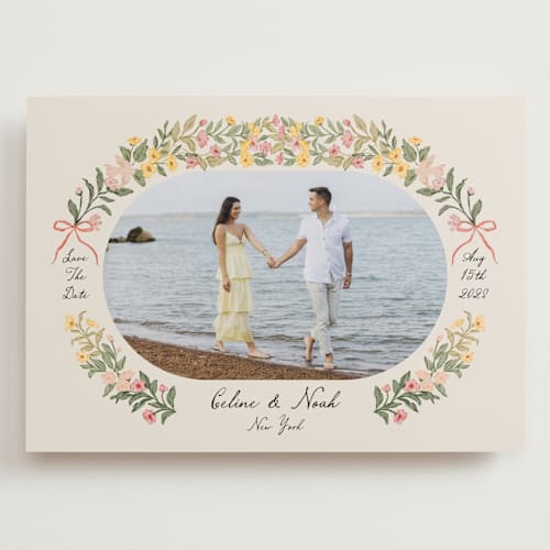 This is a spring save the date with standard by Elly called spring printing on recycled smooth signature in grand