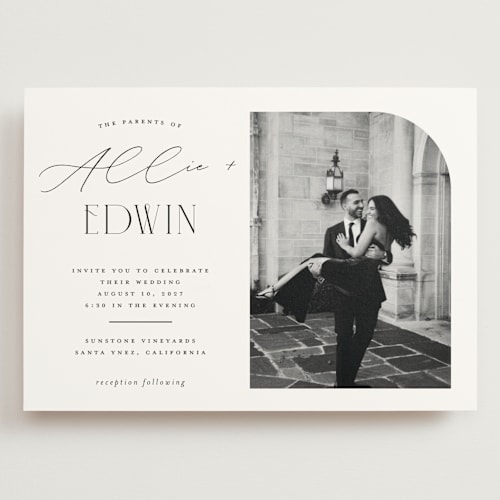 This is a pearl wedding invitations with standard by Christie Garcia called everly printing on signature in grand