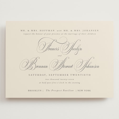 This is a oreo creme wedding invitations with standard by Design Lotus called wonderful tonight printing on signature in grand