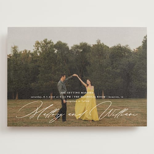 This is a ecru wedding invitations with standard by Anna Elder called cielo printing on signature in grand