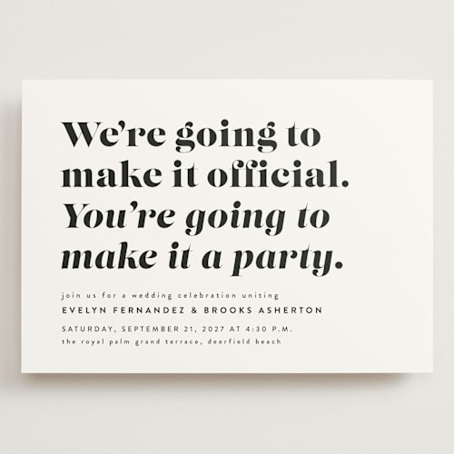 This is a panda wedding invitations with standard by Lea Delaveris called make it official printing on signature in grand