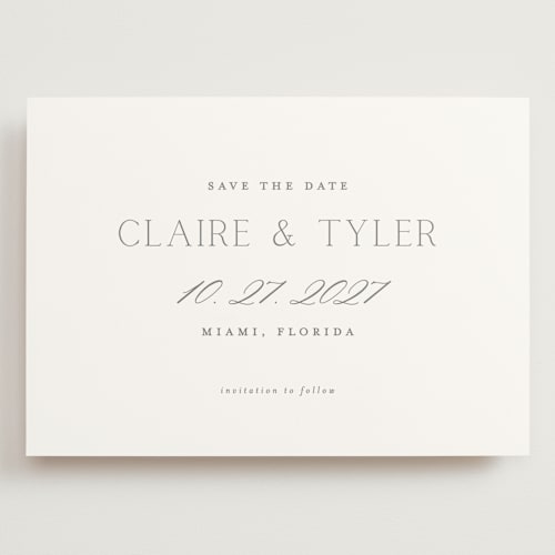 This is a smoke save the date with standard by Vanessa Doyle called mark the calendar printing on signature in grand