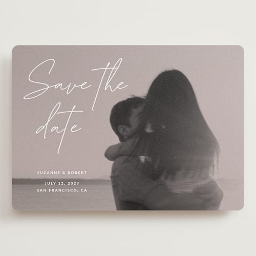 This is a rose save the date with standard by Sumak Studio called blush printing on recycled smooth signature in grand