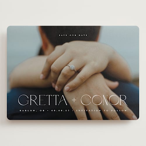 This is a lily save the date with standard by Darryl Don Doctor called diamond printing on recycled smooth signature in grand
