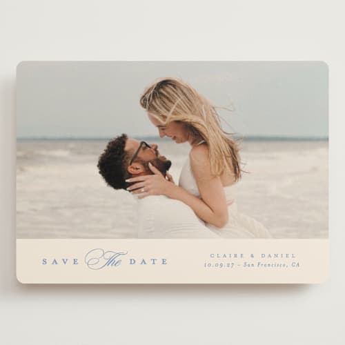 This is a wave save the date with standard by Creo Study called aristocratic printing on recycled smooth signature in grand