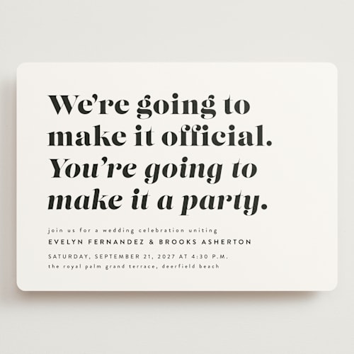 This is a panda wedding invitations with standard by Lea Delaveris called make it official printing on signature in grand