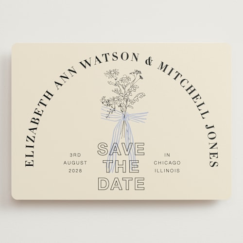 This is a daisy save the date with standard by Baumbirdy called sealed printing on signature in grand