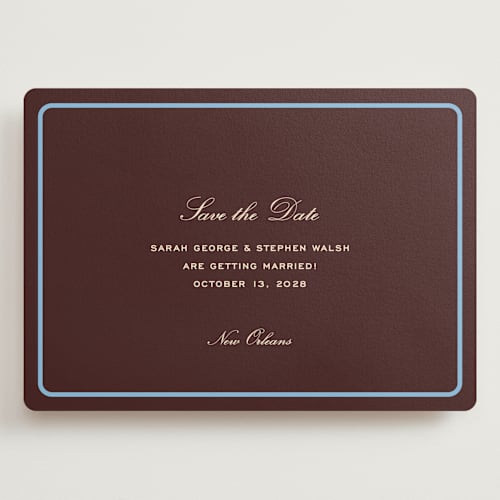 This is a fig save the date with standard by Megan Davis called aperitif printing on signature in grand