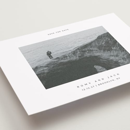 This is a wave petite save the dates with standard by Yuliya Evseeva called breathe love printing on recycled smooth signature in petite