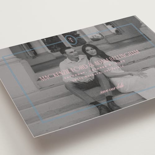 This is a sea petite save the dates with standard by Owl and Toad called sophisticate printing on recycled smooth signature in petite